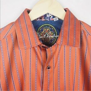 Robert Graham Long Sleeve Dress Shirt Sz L Orange